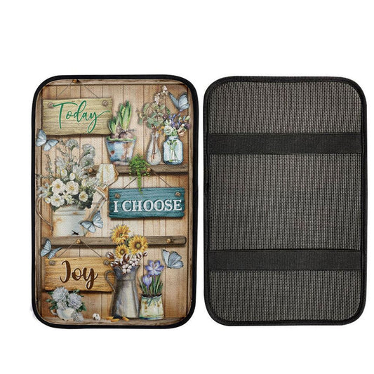 Today I Choose Joy Flower Butterfly Car Center Console Cover, Bible Verse Car Interior Accessories