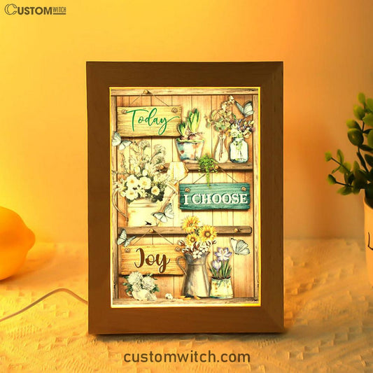 Today I Choose Joy Flower Butterfly Frame Lamp Prints - Christian Decor - Bible Verse Wooden Lamp