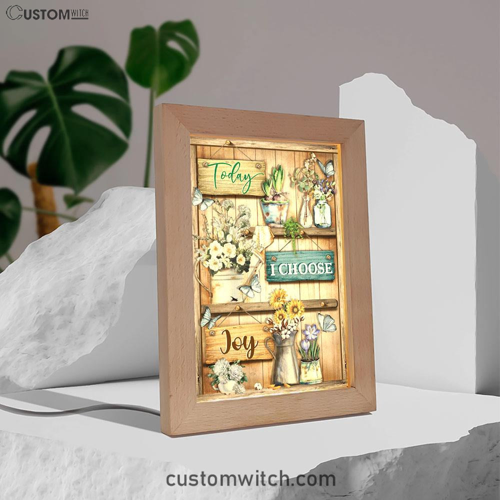 Today I Choose Joy Flower Butterfly Frame Lamp Prints - Christian Decor - Bible Verse Wooden Lamp
