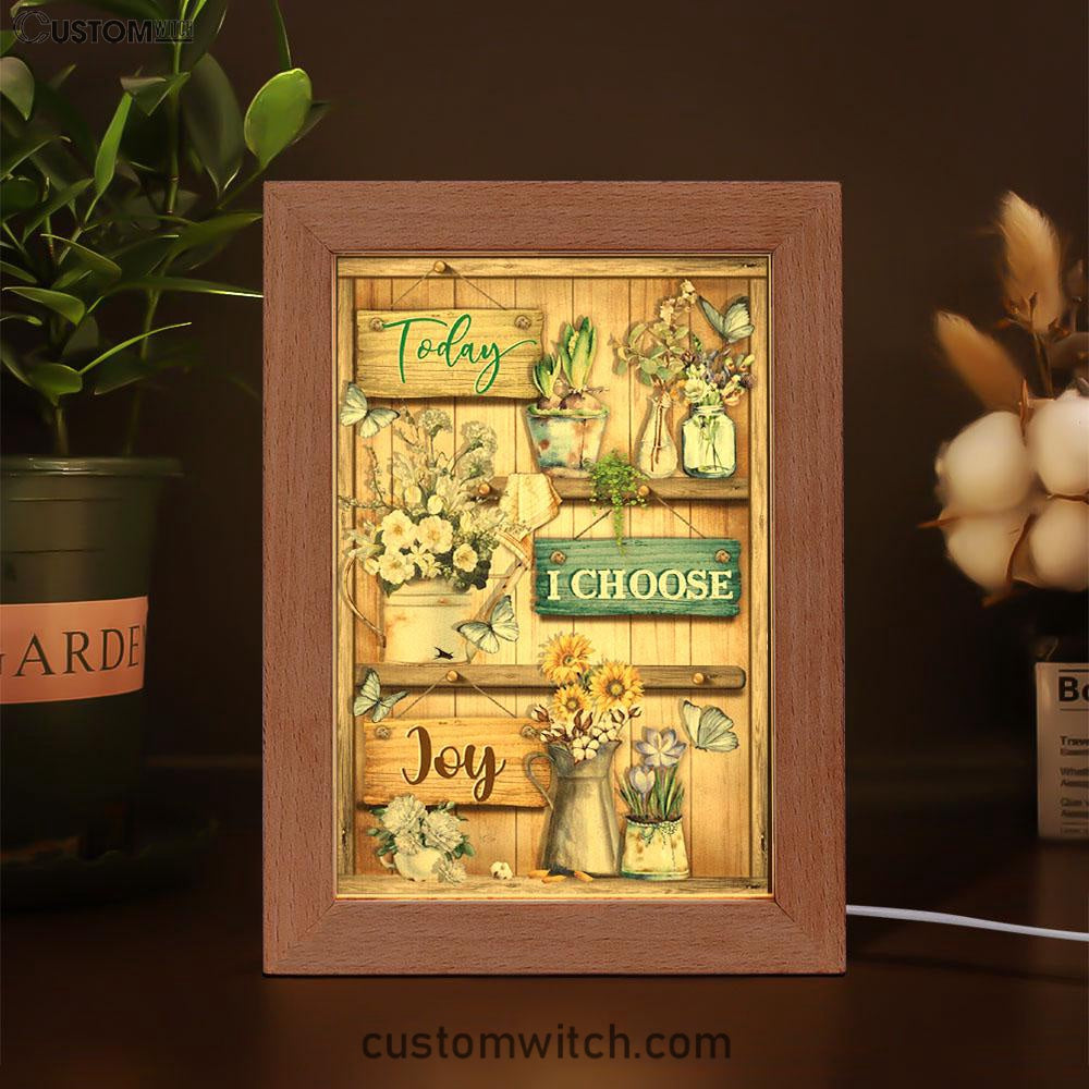 Today I Choose Joy Flower Butterfly Frame Lamp Prints - Christian Decor - Bible Verse Wooden Lamp