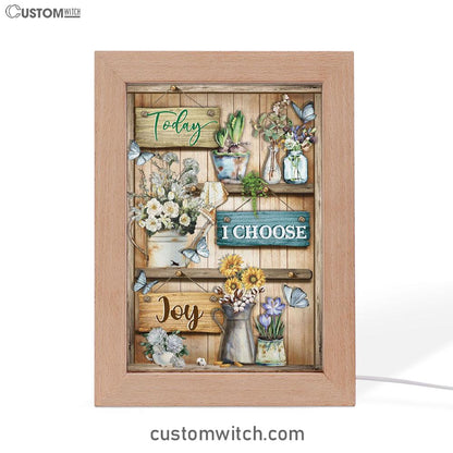 Today I Choose Joy Flower Butterfly Frame Lamp Prints - Christian Decor - Bible Verse Wooden Lamp