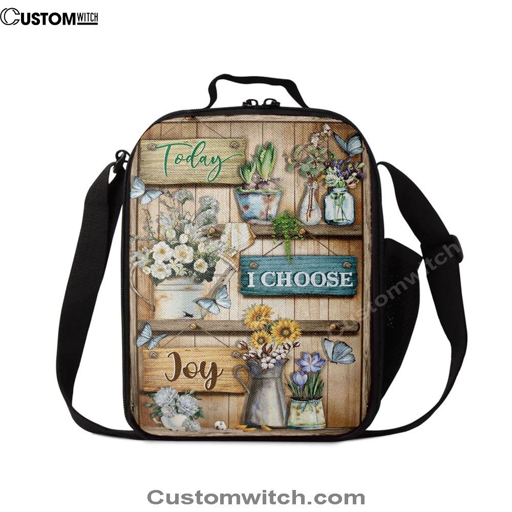 Today I Choose Joy Flower Butterfly Lunch Bag For Men And Women, Spiritual Christian Lunch Box For School, Work