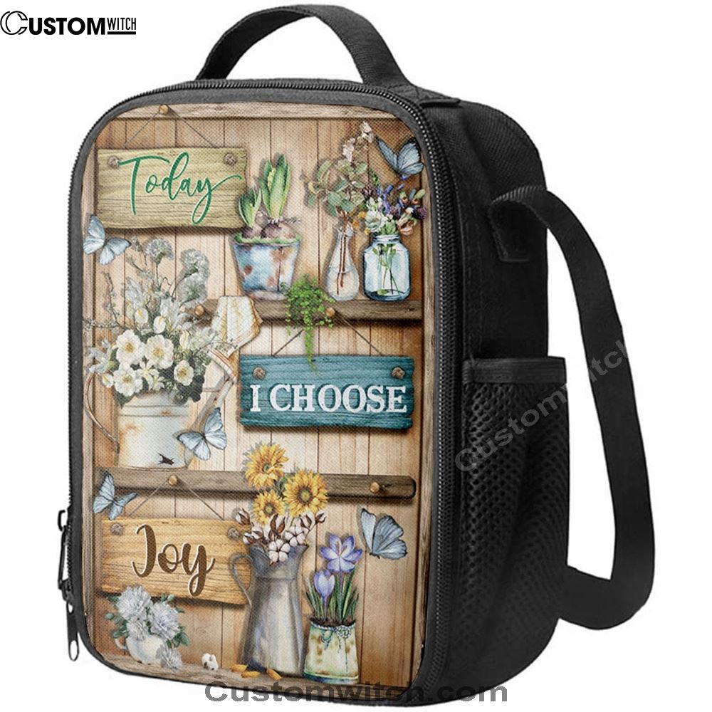 Today I Choose Joy Flower Butterfly Lunch Bag For Men And Women, Spiritual Christian Lunch Box For School, Work