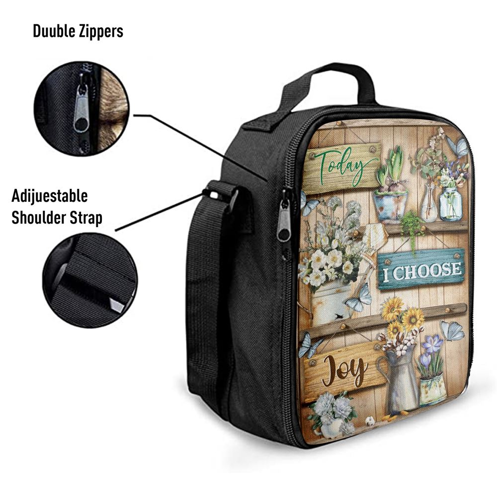 Today I Choose Joy Flower Butterfly Lunch Bag For Men And Women, Spiritual Christian Lunch Box For School, Work
