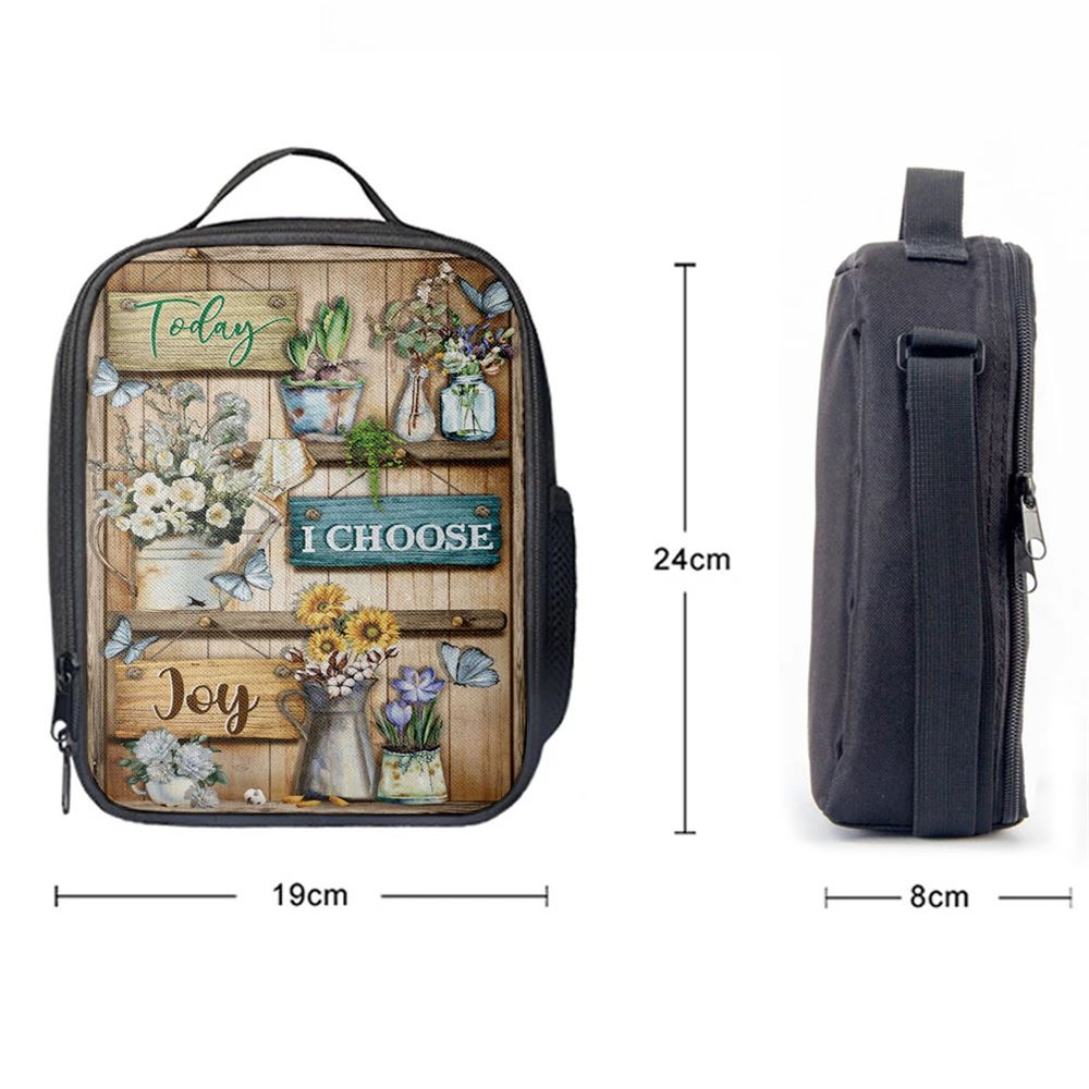 Today I Choose Joy Flower Butterfly Lunch Bag For Men And Women, Spiritual Christian Lunch Box For School, Work