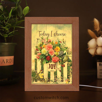 Today I Choose Joy Flower Pot Hummingbird Frame Lamp Print - Inspirational Frame Lamp Art - Christian Art Home Decor