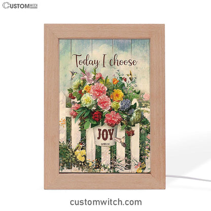 Today I Choose Joy Flower Pot Hummingbird Frame Lamp Print - Inspirational Frame Lamp Art - Christian Art Home Decor