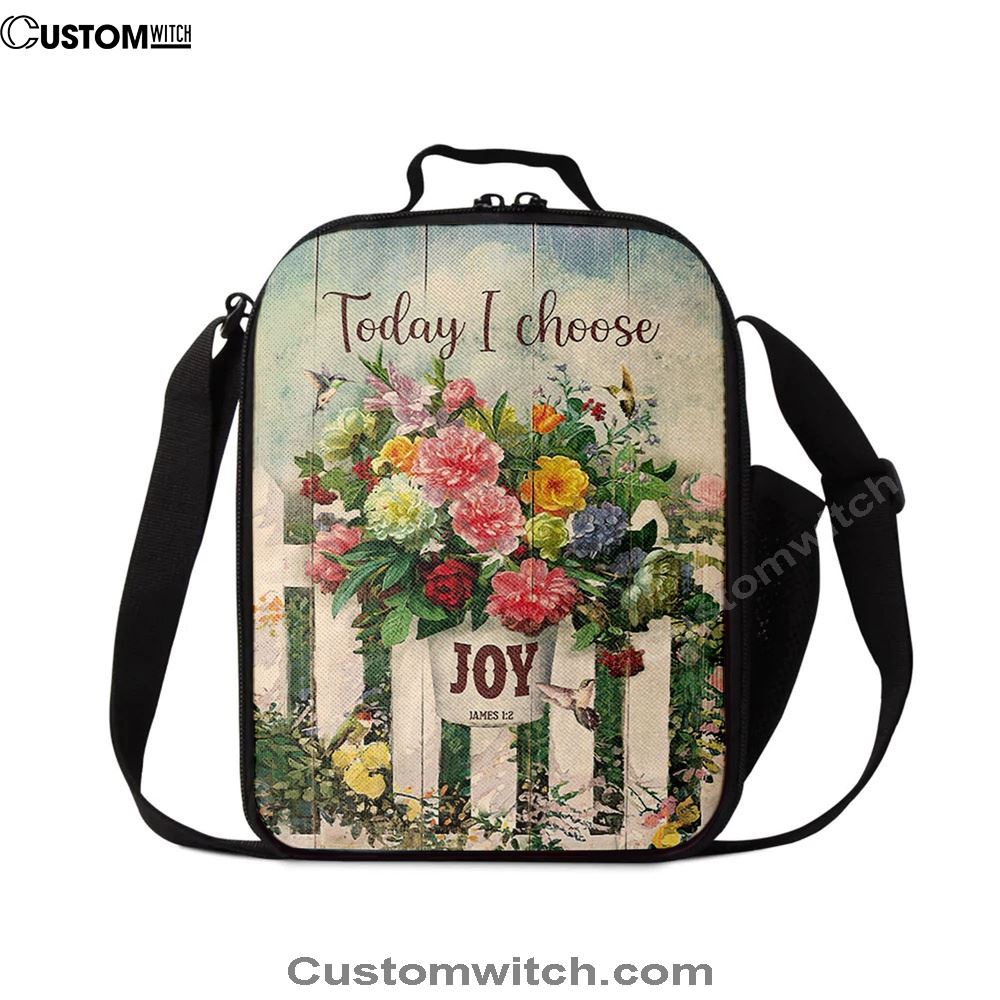 Today I Choose Joy Flower Pot Hummingbird Lunch Bag For Men And Women, Spiritual Christian Lunch Box For School, Work
