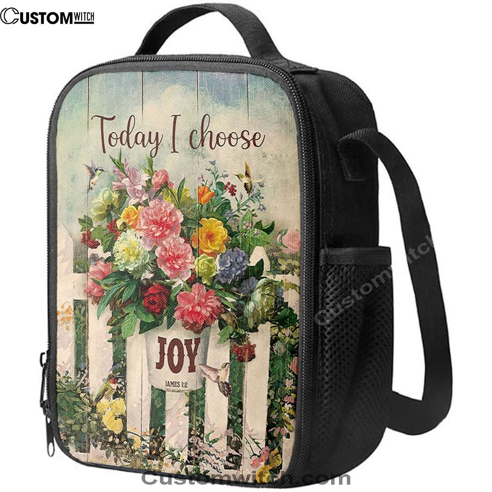Today I Choose Joy Flower Pot Hummingbird Lunch Bag For Men And Women, Spiritual Christian Lunch Box For School, Work