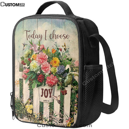 Today I Choose Joy Flower Pot Hummingbird Lunch Bag For Men And Women, Spiritual Christian Lunch Box For School, Work