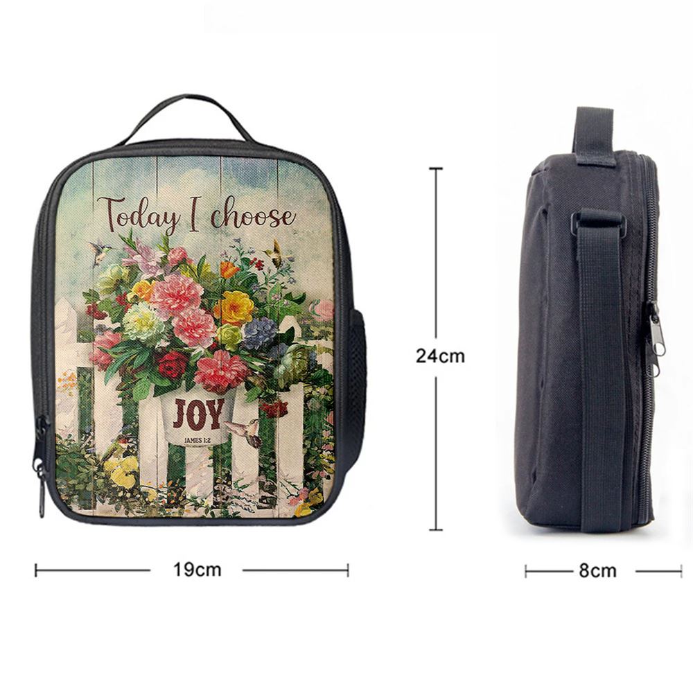 Today I Choose Joy Flower Pot Hummingbird Lunch Bag For Men And Women, Spiritual Christian Lunch Box For School, Work