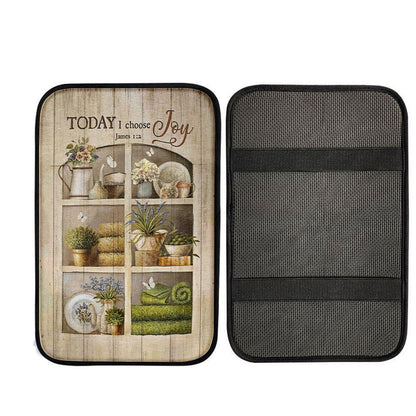 Today I Choose Joy Flower Vase White Butterfly Car Center Console Cover, Christ Car Interior Accessories