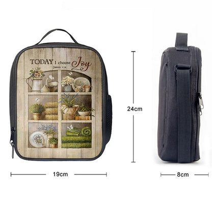 Today I Choose Joy Flower Vase White Butterfly Lunch Bag For Men And Women, Spiritual Christian Lunch Box For School, Work