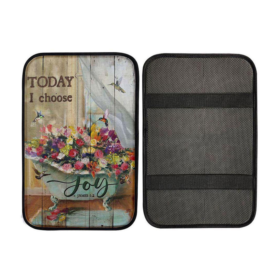 Today I Choose Joy Hummingbird Flowers In Bathtub Rose Car Center Console Cover, Bible Verse Car Interior Accessories