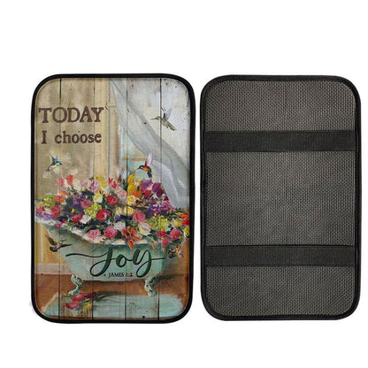 Today I Choose Joy Hummingbird Flowers In Bathtub Rose Car Center Console Cover, Bible Verse Car Interior Accessories