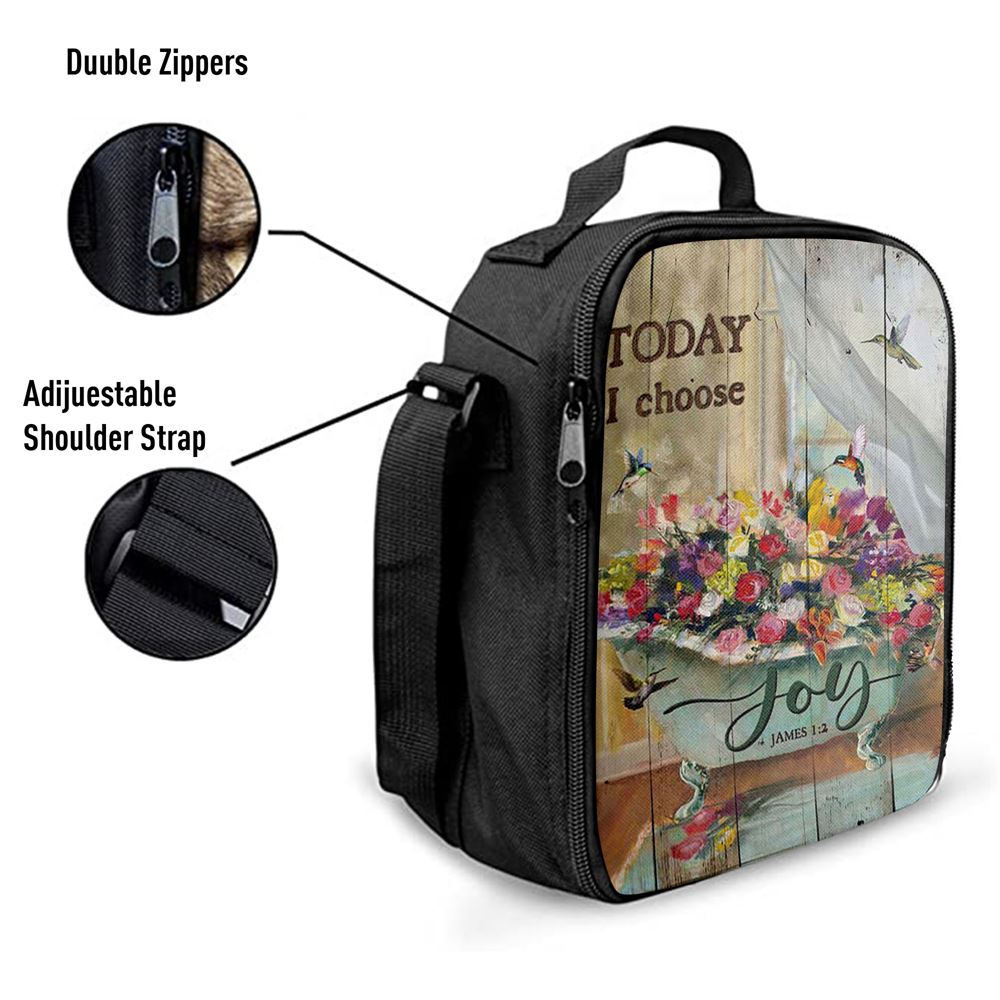 Today I Choose Joy Hummingbird Flowers In Bathtub Rose Lunch Bag For Men And Women, Spiritual Christian Lunch Box For School, Work