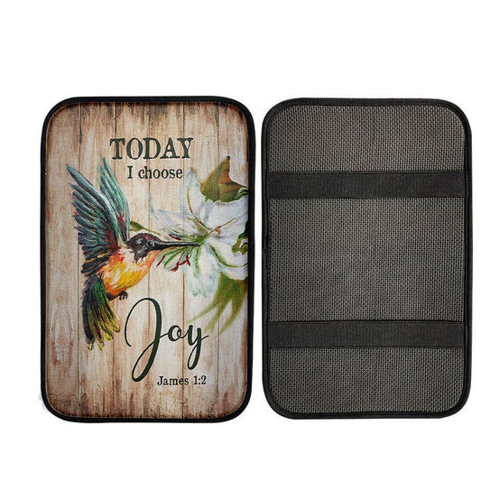 Today I Choose Joy Hummingbird Lily Flower Car Center Console Cover, Bible Verse Car Interior Accessories