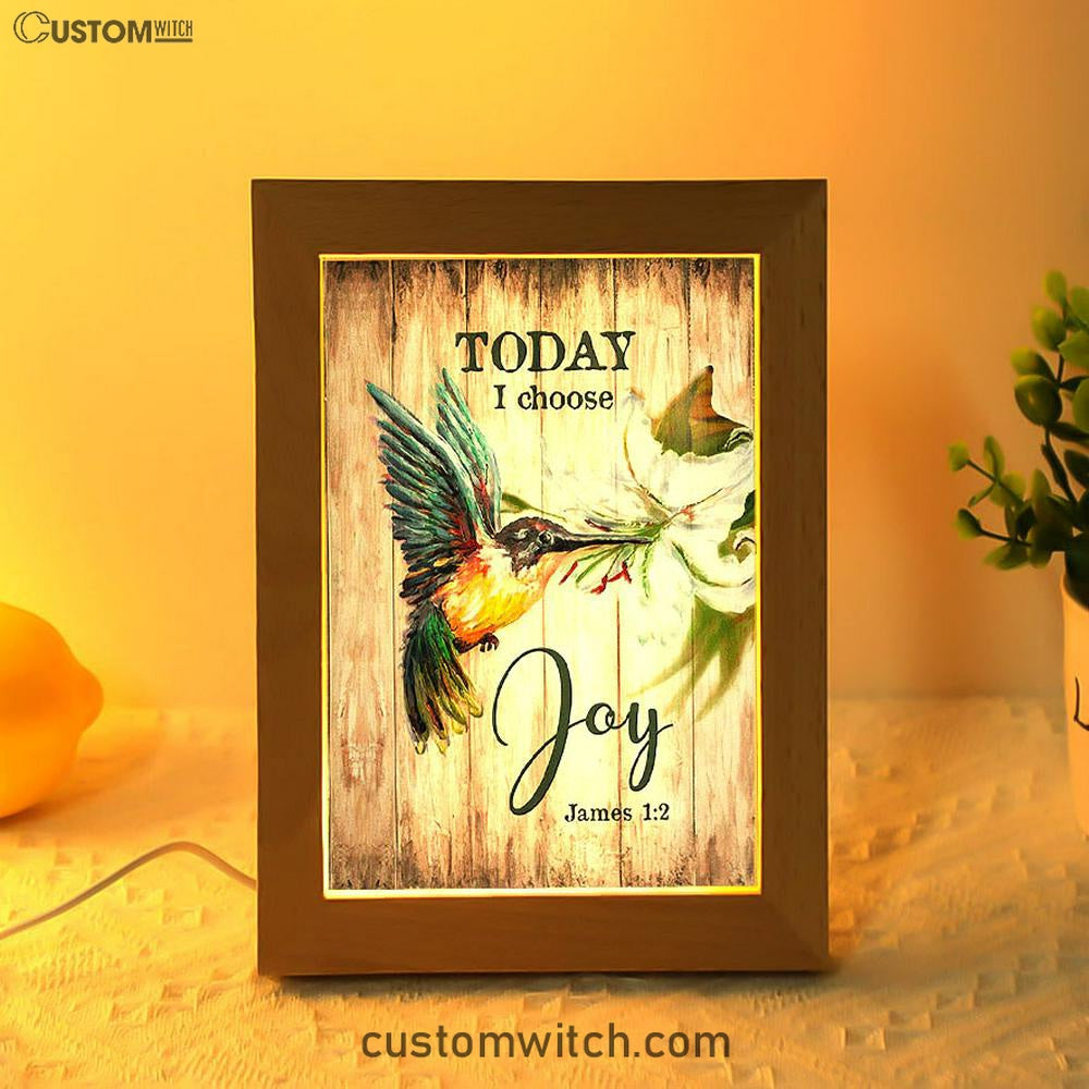 Today I Choose Joy Hummingbird Lily Flower Frame Lamp Art - Bible Verse Wooden Lamp - Inspirational Art - Christian Home Decor