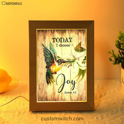 Today I Choose Joy Hummingbird Lily Flower Frame Lamp Art - Bible Verse Wooden Lamp - Inspirational Art - Christian Home Decor