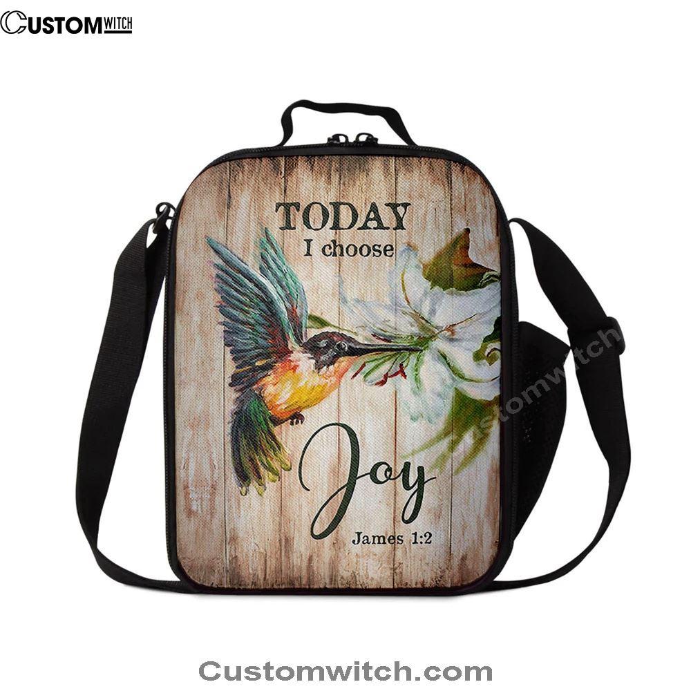 Today I Choose Joy Hummingbird Lily Flower Lunch Bag For Men And Women, Spiritual Christian Lunch Box For School, Work
