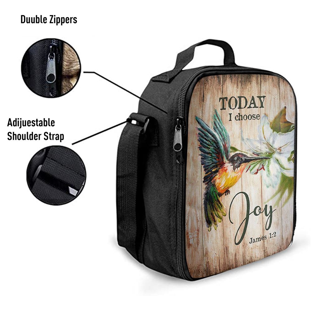 Today I Choose Joy Hummingbird Lily Flower Lunch Bag For Men And Women, Spiritual Christian Lunch Box For School, Work