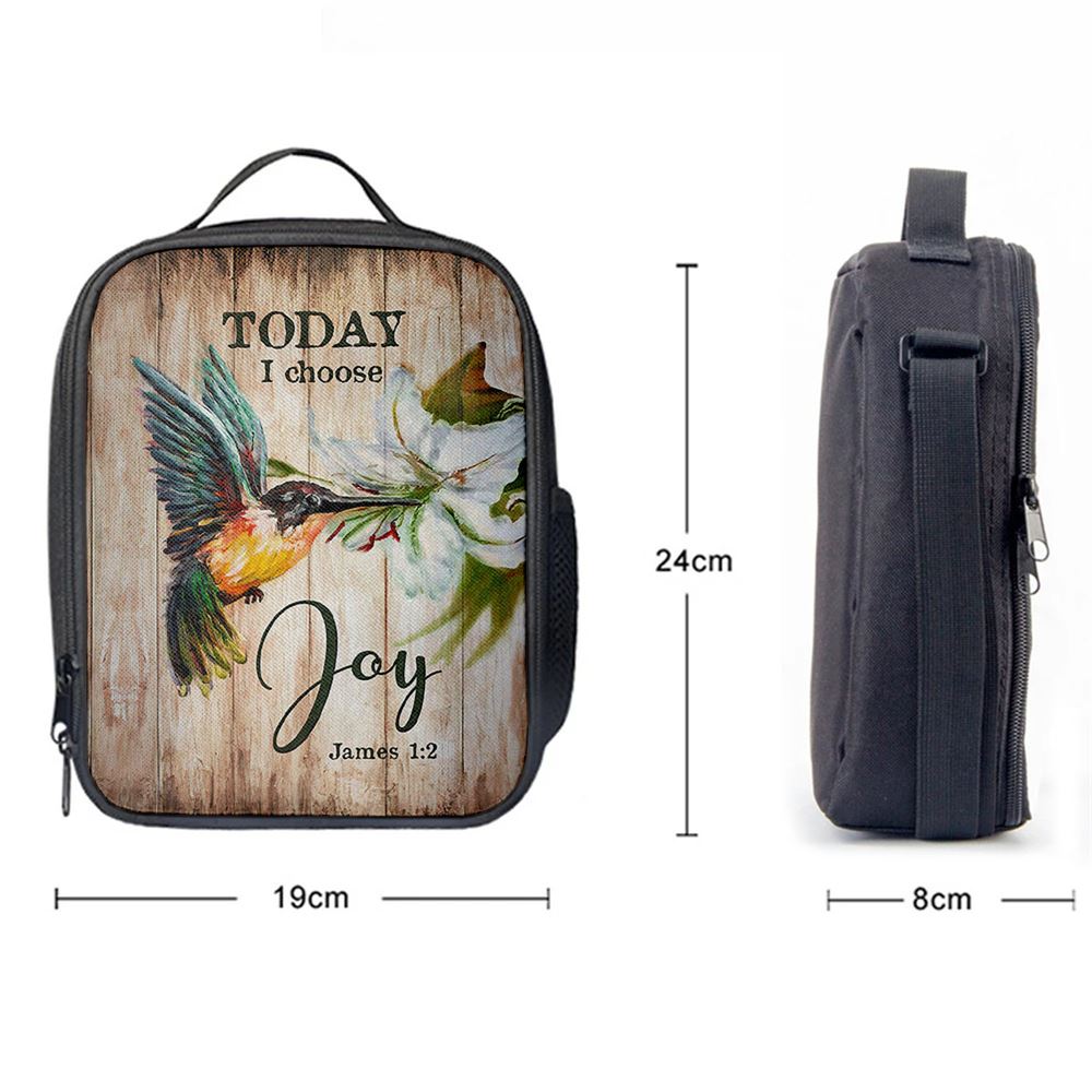 Today I Choose Joy Hummingbird Lily Flower Lunch Bag For Men And Women, Spiritual Christian Lunch Box For School, Work