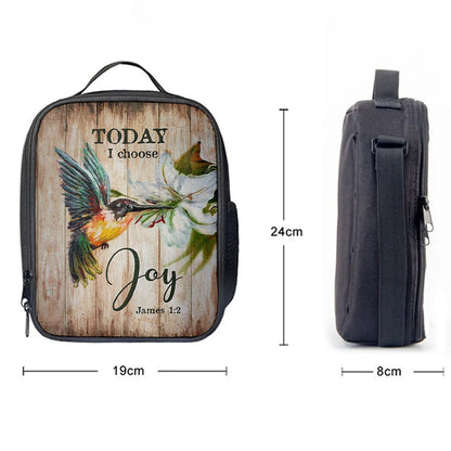 Today I Choose Joy Hummingbird Lily Flower Lunch Bag For Men And Women, Spiritual Christian Lunch Box For School, Work