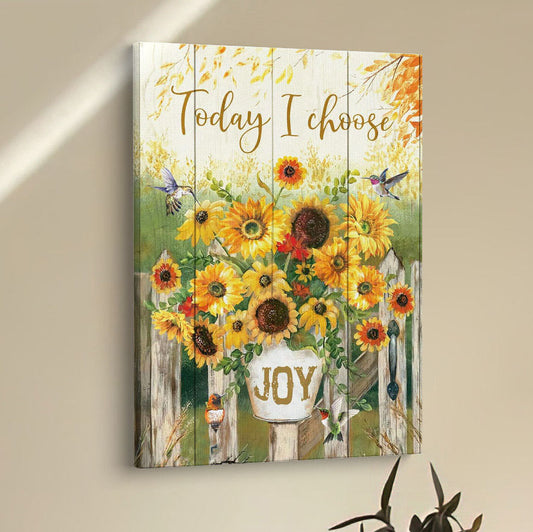 Today I Choose Joy Hummingbird Sunflower Canvas Wall Art - Bible Verse Wall Decor - Scripture Wall Decor