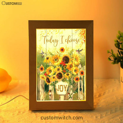 Today I Choose Joy Hummingbird Sunflower Frame Lamp Art - Bible Verse Decor - Scripture Decor
