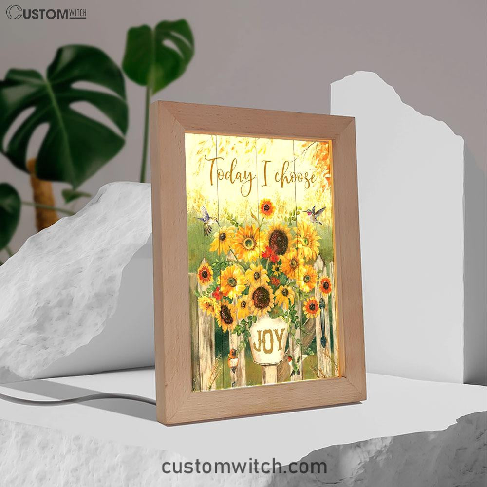 Today I Choose Joy Hummingbird Sunflower Frame Lamp Art - Bible Verse Decor - Scripture Decor