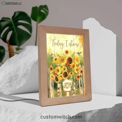 Today I Choose Joy Hummingbird Sunflower Frame Lamp Art - Bible Verse Decor - Scripture Decor