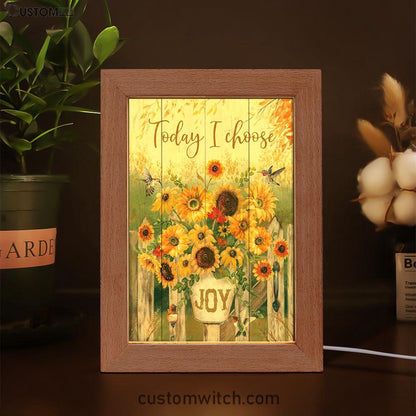 Today I Choose Joy Hummingbird Sunflower Frame Lamp Art - Bible Verse Decor - Scripture Decor