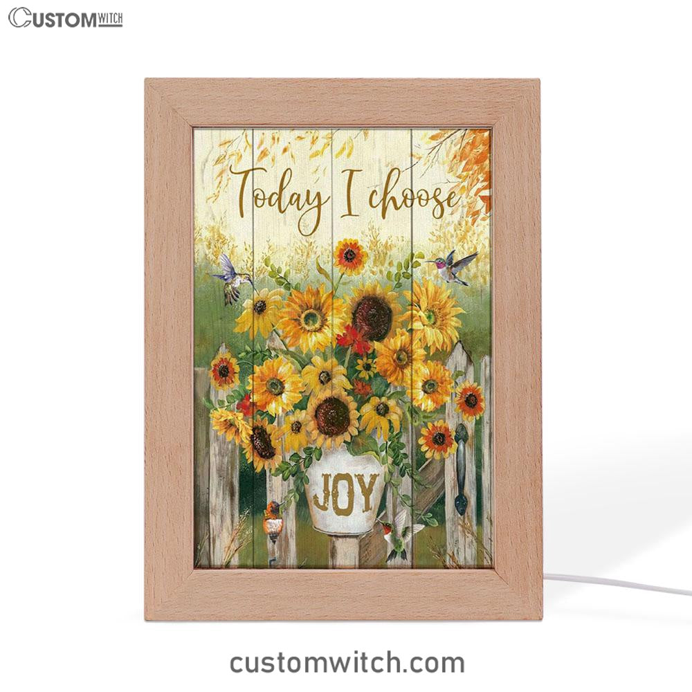 Today I Choose Joy Hummingbird Sunflower Frame Lamp Art - Bible Verse Decor - Scripture Decor