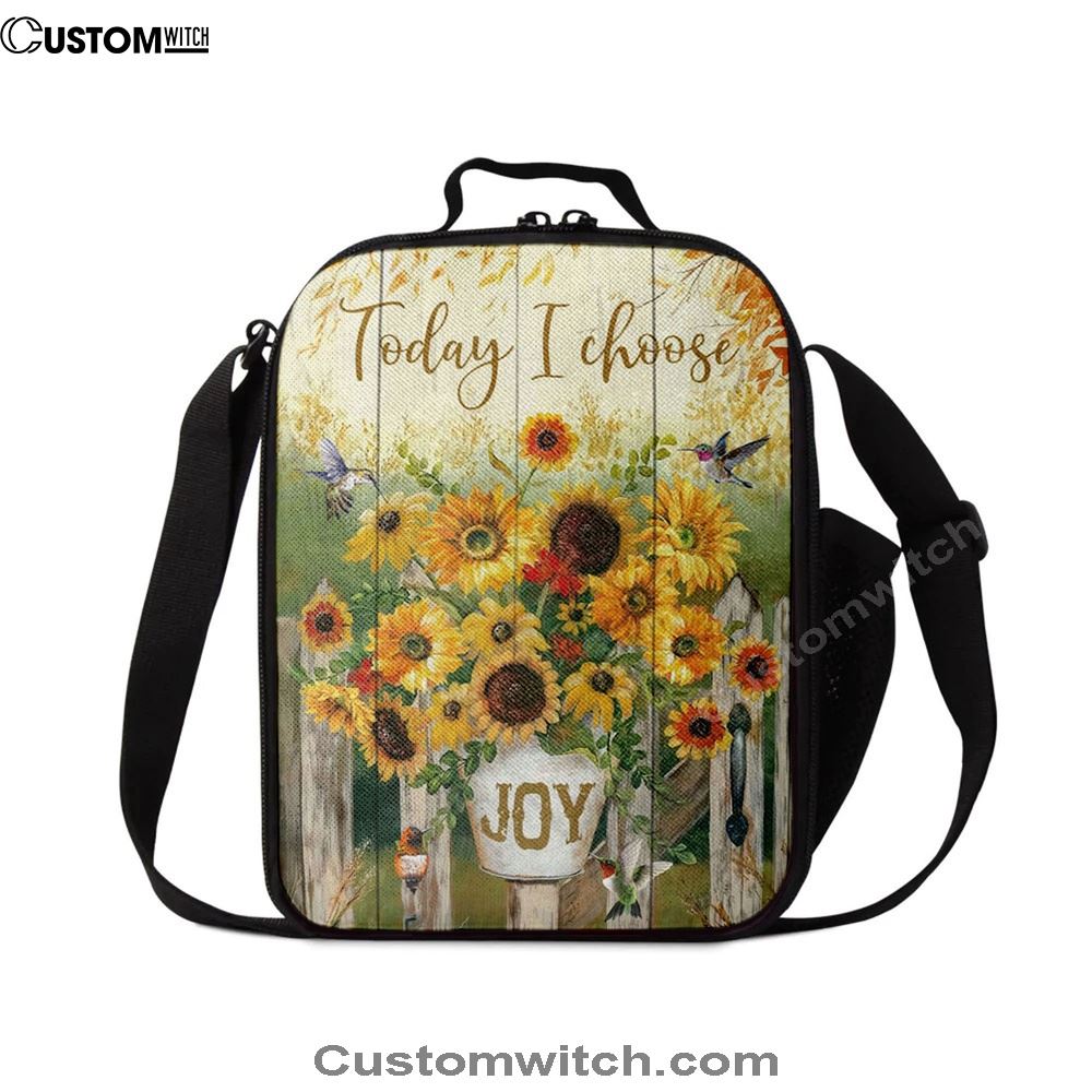 Today I Choose Joy Hummingbird Sunflower Lunch Bag For Men And Women, Spiritual Christian Lunch Box For School, Work