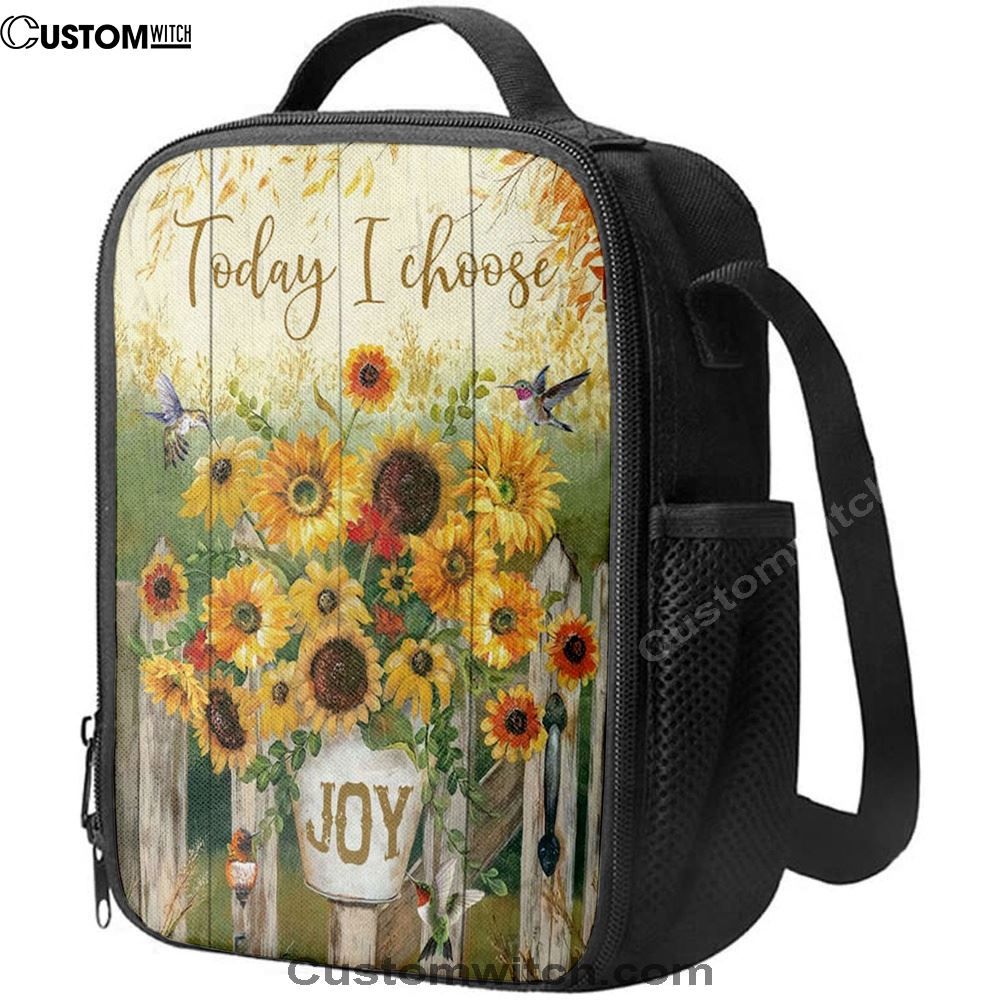 Today I Choose Joy Hummingbird Sunflower Lunch Bag For Men And Women, Spiritual Christian Lunch Box For School, Work