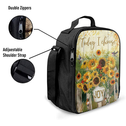 Today I Choose Joy Hummingbird Sunflower Lunch Bag For Men And Women, Spiritual Christian Lunch Box For School, Work
