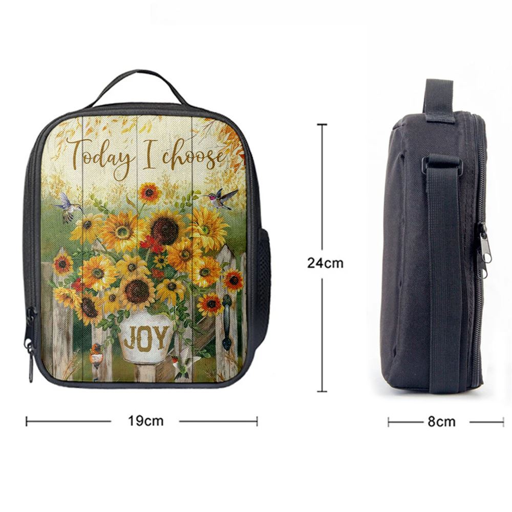 Today I Choose Joy Hummingbird Sunflower Lunch Bag For Men And Women, Spiritual Christian Lunch Box For School, Work