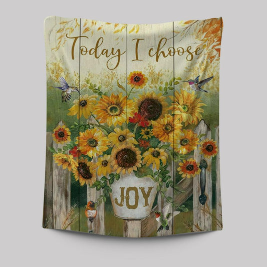 Today I Choose Joy Hummingbird Sunflower Tapestry Wall Art - Bible Verse Wall Decor - Scripture Wall Decor