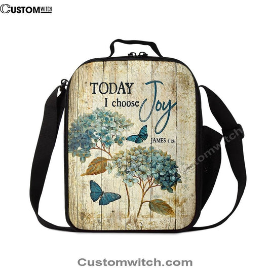 Today I Choose Joy Hydrangea Blue Butterfly Lunch Bag For Men And Women, Spiritual Christian Lunch Box For School, Work