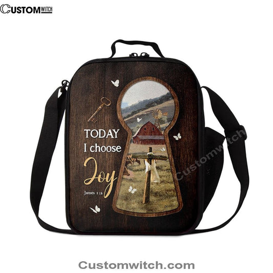 Today I Choose Joy Key Cross Symbol Green Meadow Land Lunch Bag For Men And Women, Spiritual Christian Lunch Box For School, Work