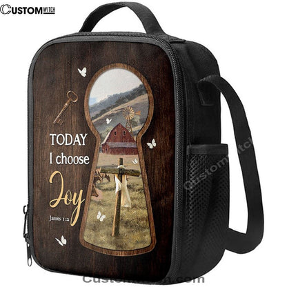 Today I Choose Joy Key Cross Symbol Green Meadow Land Lunch Bag For Men And Women, Spiritual Christian Lunch Box For School, Work