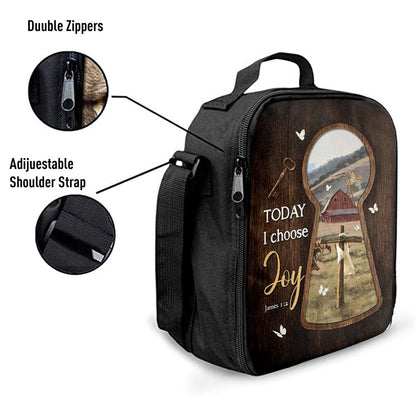 Today I Choose Joy Key Cross Symbol Green Meadow Land Lunch Bag For Men And Women, Spiritual Christian Lunch Box For School, Work