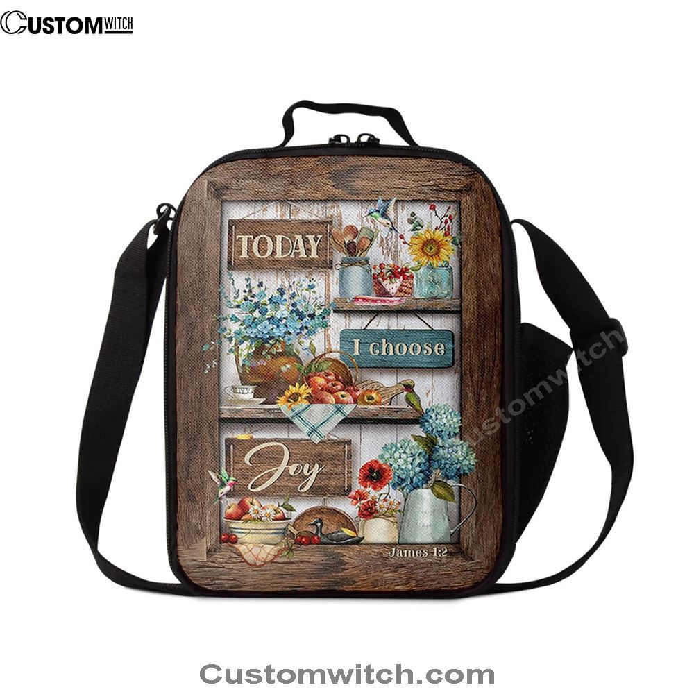 Today I Choose Joy Kitchen Blue Hydrangea Lunch Bag For Men And Women, Spiritual Christian Lunch Box For School, Work