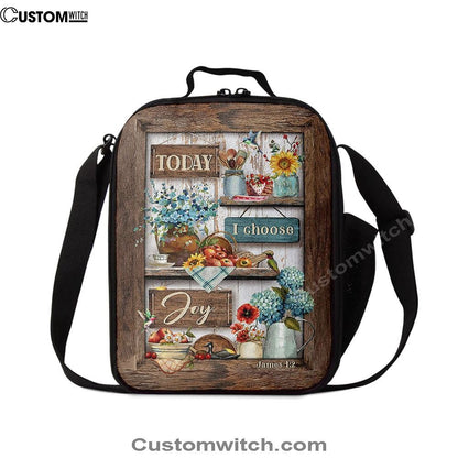 Today I Choose Joy Kitchen Blue Hydrangea Lunch Bag For Men And Women, Spiritual Christian Lunch Box For School, Work
