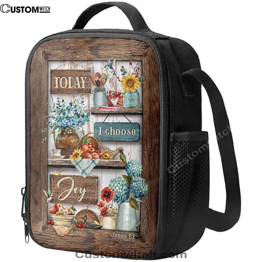 Today I Choose Joy Kitchen Blue Hydrangea Lunch Bag For Men And Women, Spiritual Christian Lunch Box For School, Work