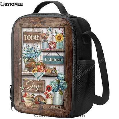Today I Choose Joy Kitchen Blue Hydrangea Lunch Bag For Men And Women, Spiritual Christian Lunch Box For School, Work
