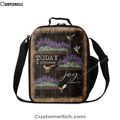 Today I Choose Joy Lavender Flower Hummingbird Lunch Bag For Men And Women, Spiritual Christian Lunch Box For School, Work
