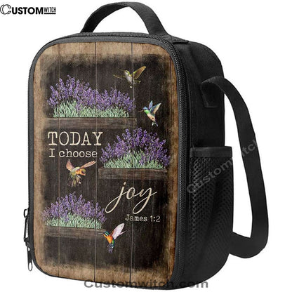 Today I Choose Joy Lavender Flower Hummingbird Lunch Bag For Men And Women, Spiritual Christian Lunch Box For School, Work