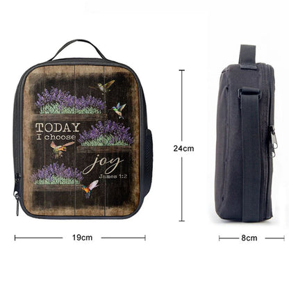 Today I Choose Joy Lavender Flower Hummingbird Lunch Bag For Men And Women, Spiritual Christian Lunch Box For School, Work