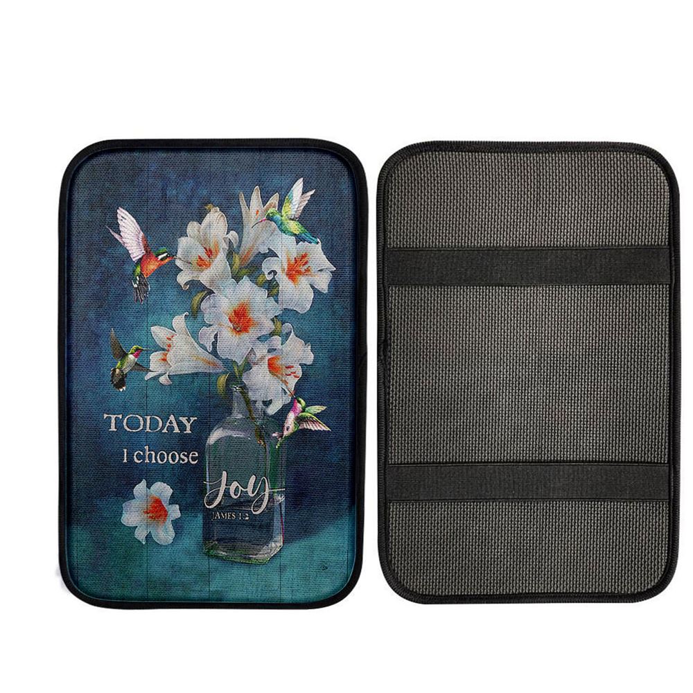 Today I Choose Joy Lily Hummingbird - Car Center Console Cover, Bible Verse Car Interior Accessories